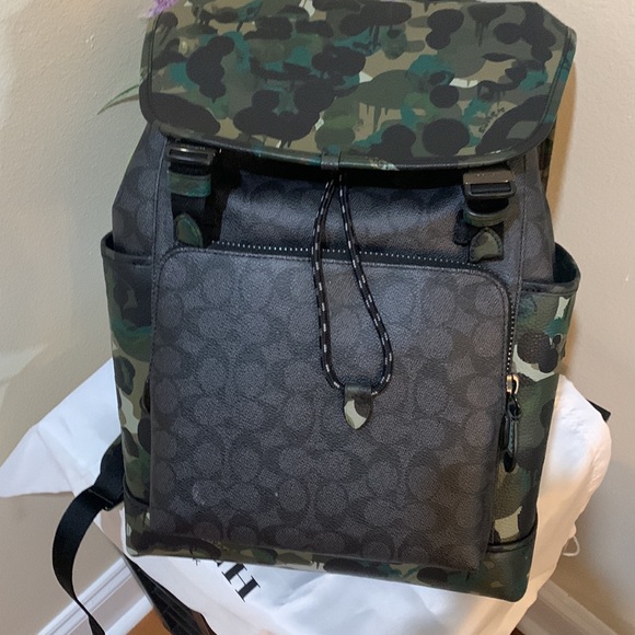 Coach League Flap Backpack In Signature Canvas With Camo Print - Picture 12 of 17